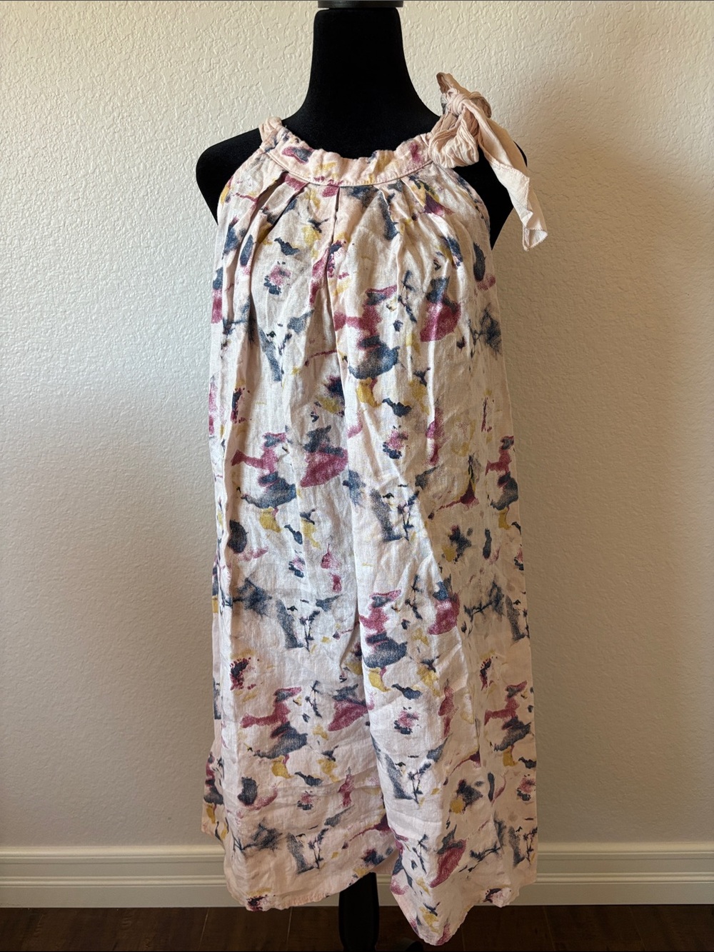 Made In Italy Bellambra 100% Linen Neck Toe Shift Floral Dress - Picture 2 of 10